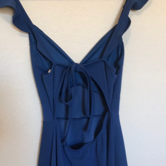 Dark blue short dress with open back - Picture 3 of 4